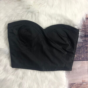 NWT Pleather Strapless Black Crop Top - Large